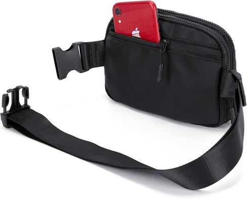Fanny Pack for Women Men, Ginsco 3 Zipper Pockets Crossbody Bags with Adjustable Strap, Mini Belt Bag Waterproof Fashion 2L Waist Pack Fits Travel Outdoor Hiking Walking Running (Pure Black) in Saudi Arabia