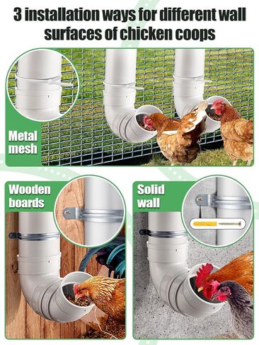MEWTOGO Automatic Chicken Feeder No Waste - 6.6 Pounds Capacity Heavy Duty PVC Pipe Chicken Coop Feeder, Poultry Gravity Feed Port Used in Chicken Coop for Chicken Long Feeding in Kuwait