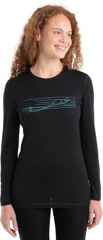 خطوط تزلج على شكل طاقم من Icebreaker Merino 200 Oasis بأكمام طويلة - أسود، مقاس كبير in Kuwait