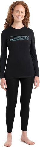 خطوط تزلج على شكل طاقم من Icebreaker Merino 200 Oasis بأكمام طويلة - أسود، مقاس كبير in Kuwait