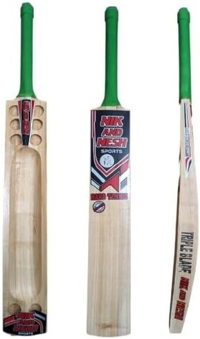 Nik&Nesh Kashmir Willow Hard Tennis Cricket Bat Adult Size Scoop Design with Full Protection Bat Cover in Saudi Arabia