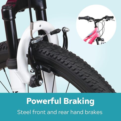 Pacific Cavern Mountain Bike for Youth or Adult Boys Girls, 7 or 21-Speed Twist Shifter Options, 20/24/26-Inch Wheels, 11 to 17.5-Inch Steel Frame, Front Suspension, Kickstand Included in Saudi Arabia