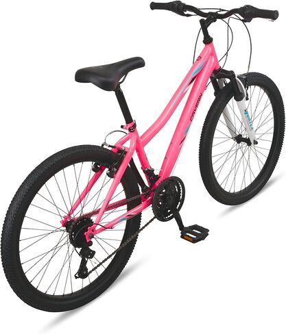 Pacific Cavern Mountain Bike for Youth or Adult Boys Girls, 7 or 21-Speed Twist Shifter Options, 20/24/26-Inch Wheels, 11 to 17.5-Inch Steel Frame, Front Suspension, Kickstand Included in Saudi Arabia