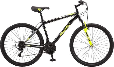 Pacific Cavern Mountain Bike for Youth or Adult Boys Girls, 7 or 21-Speed Twist Shifter Options, 20/24/26-Inch Wheels, 11 to 17.5-Inch Steel Frame, Front Suspension, Kickstand Included in Saudi Arabia