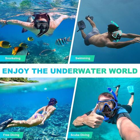 Snorkeling Gear for Adults, Snorkel Mask Adult Snorkel Set, Anti-Fog Scuba Diving Mask Panoramic View Scuba Gear, Tempered Glass Snorkel Goggles Swim Masks for Adults in Saudi Arabia