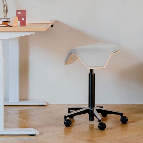 Branch Saddle Chair ILOA Plus - Ergonomic Rolling Stool for Healthy Posture and Sustainable Style - Height Adjustable Stool with Birch Plywood Frame and Recycled Polyester Seat Fabric - Forest in Kuwait
