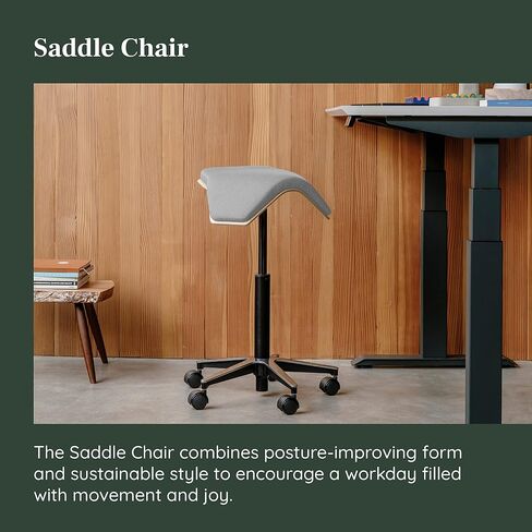 Branch Saddle Chair ILOA Plus - Ergonomic Rolling Stool for Healthy Posture and Sustainable Style - Height Adjustable Stool with Birch Plywood Frame and Recycled Polyester Seat Fabric - Forest in Kuwait