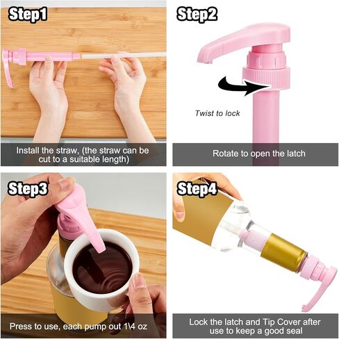 Patelai 10 Pcs Coffee Syrup Pump, Pink Plastic Pumps for Syrup Bottles 750ml - 1L, Reusable Syrup Pump Dispenser in Saudi Arabia