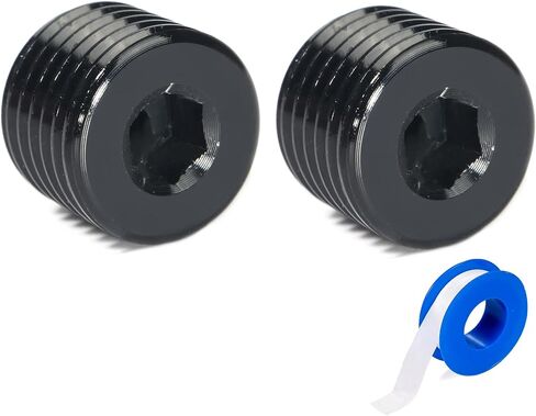 1/4 NPT Male Thread Allen Head Socket Pipe Plug Fitting Aluminum Black（2pcs） in Kuwait