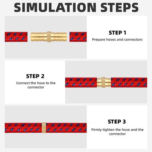 22Pcs Brass Barbed Hose Fittings, 1/4" 5/16" 3/8" 1/2" (6mm/8mm/10mm/12mm) Hose Barb Splicer Mender, Durable Hose Barb Fittings for Air/Fuel/Water/Oil Hose, Corrosion-Resistant Hose Connectors in Kuwait