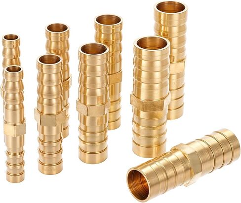 22Pcs Brass Barbed Hose Fittings, 1/4" 5/16" 3/8" 1/2" (6mm/8mm/10mm/12mm) Hose Barb Splicer Mender, Durable Hose Barb Fittings for Air/Fuel/Water/Oil Hose, Corrosion-Resistant Hose Connectors in Kuwait