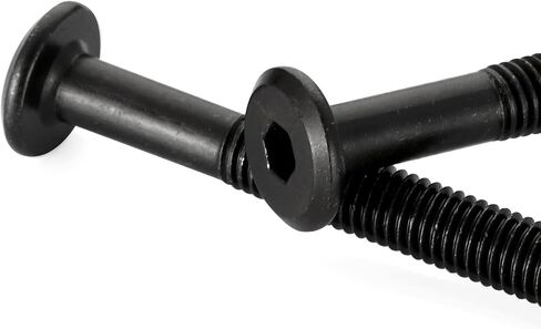 M6 x 12mm Socket Cap Allen Bolts, Flat Round Head Socket Cap Screws, Furniture Screws, Carbon Steel, Full Thread, Black Oxide Finish, 25 PCS in Kuwait