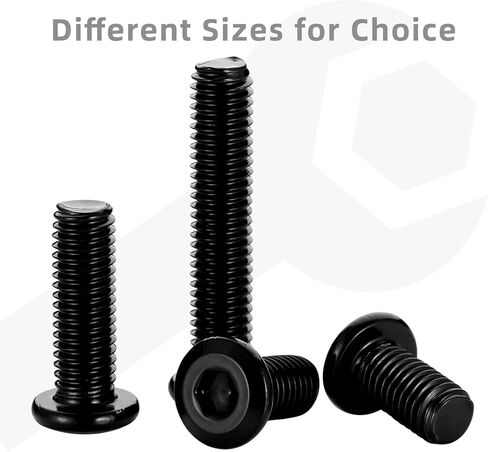 M6 x 12mm Socket Cap Allen Bolts, Flat Round Head Socket Cap Screws, Furniture Screws, Carbon Steel, Full Thread, Black Oxide Finish, 25 PCS in Kuwait