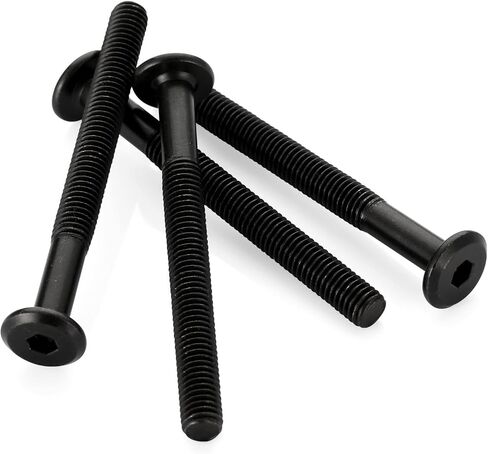 M6 x 12mm Socket Cap Allen Bolts, Flat Round Head Socket Cap Screws, Furniture Screws, Carbon Steel, Full Thread, Black Oxide Finish, 25 PCS in Kuwait