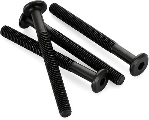 M6 x 12mm Socket Cap Allen Bolts, Flat Round Head Socket Cap Screws, Furniture Screws, Carbon Steel, Full Thread, Black Oxide Finish, 25 PCS in Kuwait