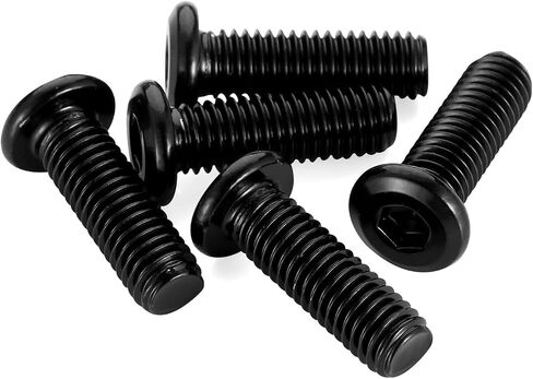 M6 x 12mm Socket Cap Allen Bolts, Flat Round Head Socket Cap Screws, Furniture Screws, Carbon Steel, Full Thread, Black Oxide Finish, 25 PCS in Kuwait