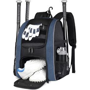 MATEIN Baseball Backpack, Lightweight Softball Bags with Shoes Compartment for Men, Large Capacity Baseball Bag Gift for Adults with Fence Hook Hold 4 Tee Ball Bats, TBall Gear, Helmet