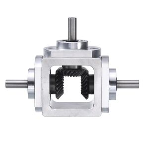 uxcell Gear Box 90 Degree Right Angle Bevel Gearbox 1:1 Reversing Double Output Shaft 1 Module 20 Teeth Bevel Gear Aluminum Frame Simple Mechanical DIY Module with 6mm Shaft