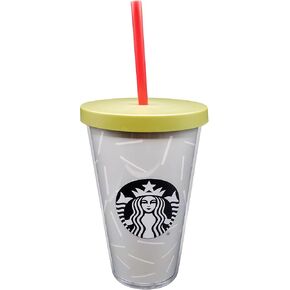 Starbucks Acrylic Cold Cup with Logo & Rim,16 oz with Straw (Grey)