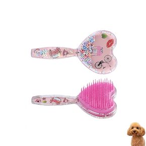 Small Dog Brush, Soft Dog Brush for Shih Tzus, Yorkies, Maltipoos, Maltese ， Love Shape Puppy Massaging Hair Brush, Cat Brush, for Small Dogs Cats Rabbits of All Hair Types (Pink)