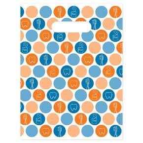Dental Dots Dental Giveaway Bags, 9" x 12", 100 Pack