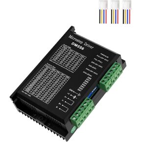DM556 Stepper Motor Controller CNC Digital Stepper Driver 2 Phase Stepper Motor Driver 20-50V DC Max 5.6A 128 with 3 3.2FT Terminal Wires Subdivisions Suitable for Nema17/23/34/42/57 Stepper Motors