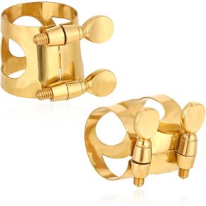 2Pcs Gold Alto Sax Ligature Double Screws Saxophone Ligature Fastener Alto Saxophone Mouthpiece Ligature with Adjustable Screws Alto Saxophone Ligature Fastener for Sax Mouthpiece Instrument