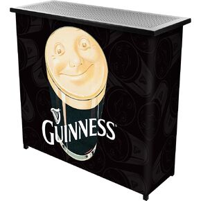 العلامة التجارية Gameroom Guinness Smiling Pint 2-Shelf Bar المحمول، أسود