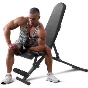 Adjustable Weight Bench, 800 Lbs Capacity, 8 Backrest Settings and 3 Seat Positions, Multi-Functional Bench for Complete Full-Body Workouts, Space-Saving, for Indoor Training, Home Gym