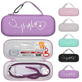 Stethoscope Case for 3M Littmann Classic III, Lightweight II S.E, Cardiology IV Diagnostic, MDF Acoustica Deluxe Stethoscopes, Extra Room for LED Penlight Scissors and Nurse Accessories, Pink