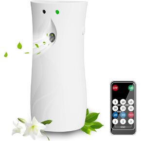 Automatic Air Freshener Spray Dispenser, Wall/Standing Battery Powered (Not Included) Aerosol Spray Dispenser with Remote Control for Bathroom, Hotel, Office, Commercial (White)