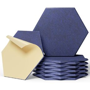 ZenSonic 12 Pack Self-adhesive Sound Proof Foam Panels for Walls 12" X 10" X 0.4" - Hexagon Acoustic Panels with Fiber Optic Starlight, Stylish Soundproof Wall Panels Absorb Noise and Wall Decor Black