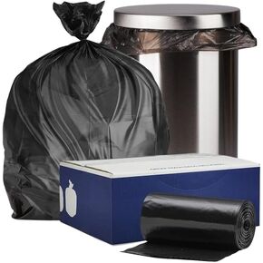Plasticplace 12-16 Gallon Trash Count │ 0.8 Mil │ Black Garbage Can Liners │ 24" x 32" (500 Case), 24x32 Inch (Pack of 500)