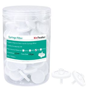 Xin Tester 100 PCS PES Sterile Syringe Filter Membrane 25mm Diameter 0.8um Pore Size Hydroplihic Filtration High Throughput Syringe Lab Filters