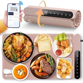 Smart Foldable Electric Food Warming Mat: Kitchen Gifts Roll Up Silicone Heating Mat for Food - Portable Warming Tray Party Hosting Essentials Hot Plate Heating Trays for Parties Buffet Serving Food