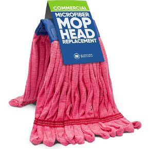 Commercial Mop Head Replacement – 1 Pack Blue Medium Microfiber Tube Mop (14 oz.) | Industrial Wet Mops | Refill Heads, Machine Washable, Heavy Duty | Hardwood, Tile, Laminate, Vinyl Floors