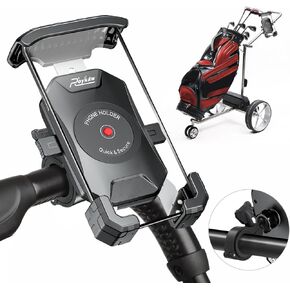 Roykaw Golf Push Cart Phone Holder Mount Compatible with Caddytek,Clicgear,Sun Mountain,Rovic, Caddy, Bag Boy,Golf Push Cart Accessories for Cell Phones,Full Silicone Protection/ 360°Rotatable