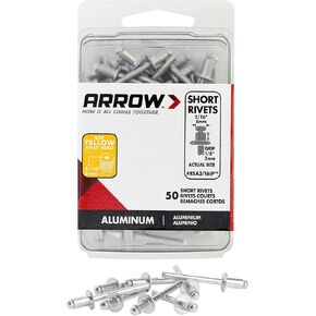 Arrow Fastener RSA3/16IP Short Aluminum 3/16-Inch Rivets, 50-Pack
