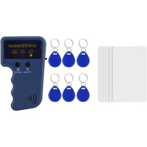 RFID Reader Writer, Handheld ID Card Copier, Readable 125khz EM4100 Chip Card Including Key-fob 6pcs, for Community, School, Office