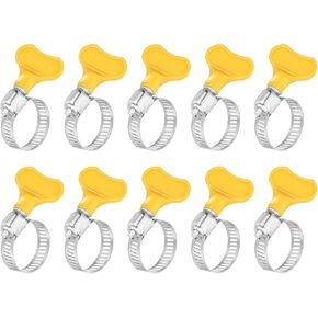 uxcell 14Pcs Stainless Steel Hose Clamps Worm Gear Hose Clamp, 8-12mm(5/16" to 1/2") Adjustable Thumb Screw Key Type Clamps Fuel Line Clamps 8mm Bandwidth for Plumbing, Yellow