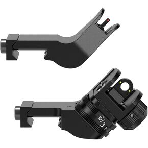 Feyachi 45 Degree Offset Iron Sights with Fiber Optics Dots, Backup Front and Rear Backup Sites All Metal Construction BUIS Rapid Transition Canted Iron Sights for Picatinny and Weaver Rail