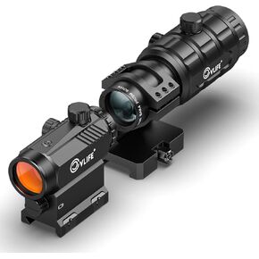 CVLIFE Motion Awake Red Dot and Magnifier Combo, 3 MOA Red Dot with 3X Magnifier, Auto Brightness Adjustment, Absolute Co-Witness Red Dot Sight with Magnifier, Flip-to-Side Mount Red Dot Magnifier