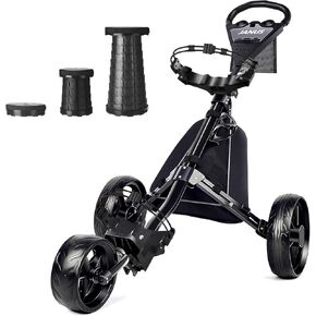 JANUS Golf Cart, Foldable Golf Push Cart, Golf Bag Cart, Fits Golf Stand Bag and Golf Cart Bags, Golf Caddy Cart with Optional Large Wing or Small Wing, Includes Ice Bag