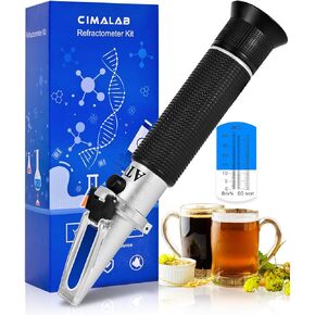 Brix Refractometer, Brix Meter Refractometer with ATC, Dual Scale Refractometer Brix 0-32% & Specific Gravity 1.000-1.130, Lab Refractometer for Wine Making, Beer Brewing, Fruit, Sugar Content
