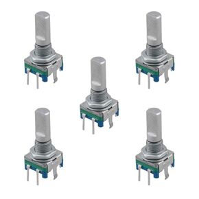 5PCS 360 Degree Rotary Encoder Code Switch Digital Potentiometer EC11 5 Pins 20mm D-Shaft