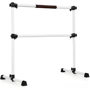 GYMAX Portable Ballet Barre, 4 Feet Folding Height Adjustable Ballet Bar with Anti-Skip Pad, Heavy Duty Freestanding Stable Stretch Bar for Home Kids Teenager Adults
