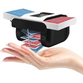 Palm-Sized 2-Deck Card Shuffler – Low-Noise Automatic UNO Shuffler with Manual & Auto Modes, Rechargeable & Portable for UNO, Skip-Bo, Poker, Phase 10 Games (2-Deck)