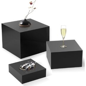 Gowing Buffet Risers, Food Display Risers for Party, Black Food Risers for Buffet Dessert Table, Risers for Display Decorative for Food, Black Acrylic Boxes for Food Display, 3PCS 8''x9''x10''