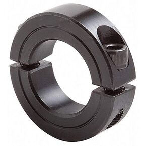 Climax Metal 2C-087 Steel Two-Piece Clamping Collar, Black Oxide Plating, 7/8" Bore Size, 1-5/8" OD, with 1/4-28 x 5/8 Set Screw