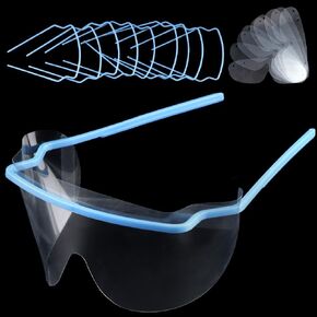 1 Pack 20 Sets Disposable Dental Eye Shield Safety Glasses Mask Eyes Guard 20 Frame with 20 Shield (Blue)
